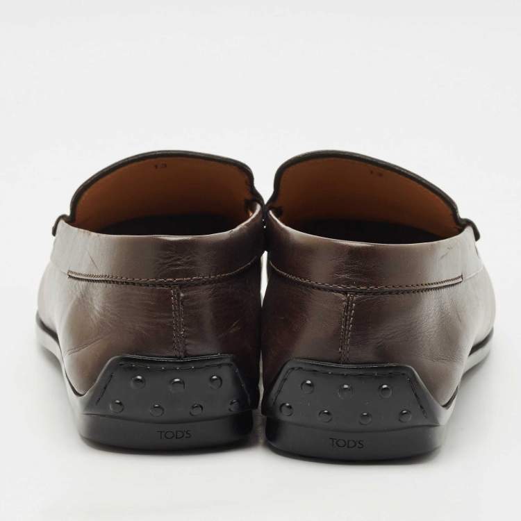 Pre Owned Tod's Brown Leather Slip On Penny Loafers Size 48