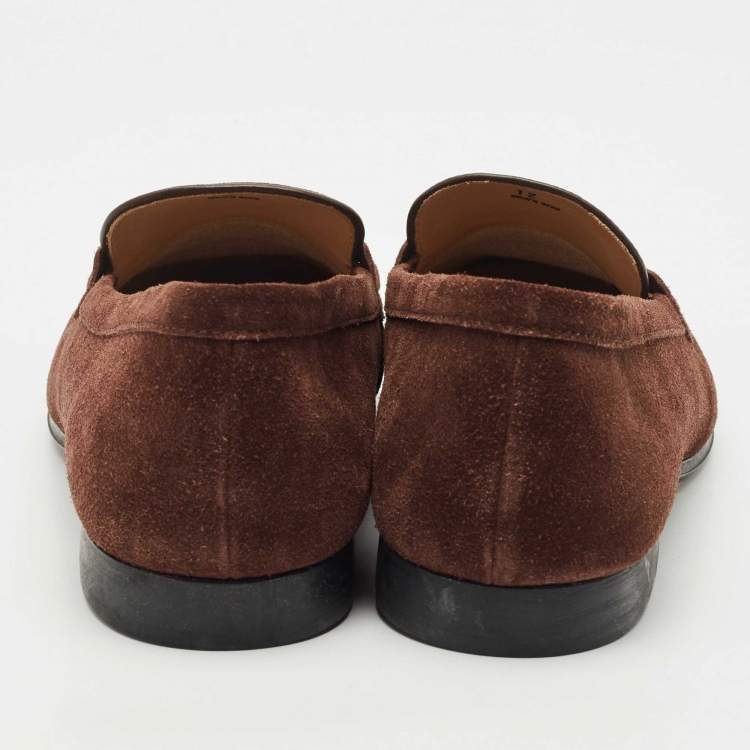 Pre Owned Tod's Brown Suede Slip On Penny Loafers Size 47