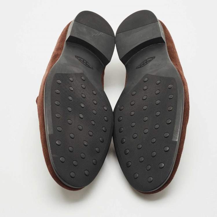 Pre Owned Tod's Brown Suede Slip On Penny Loafers Size 47