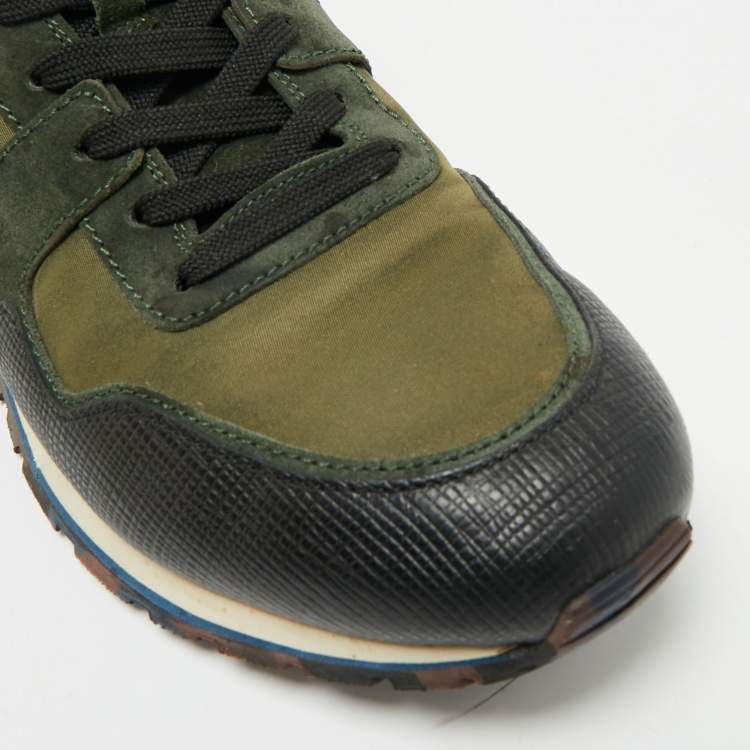 Pre Owned Tod's Green Nylon and Suede Low Top Sneakers Size 46.5