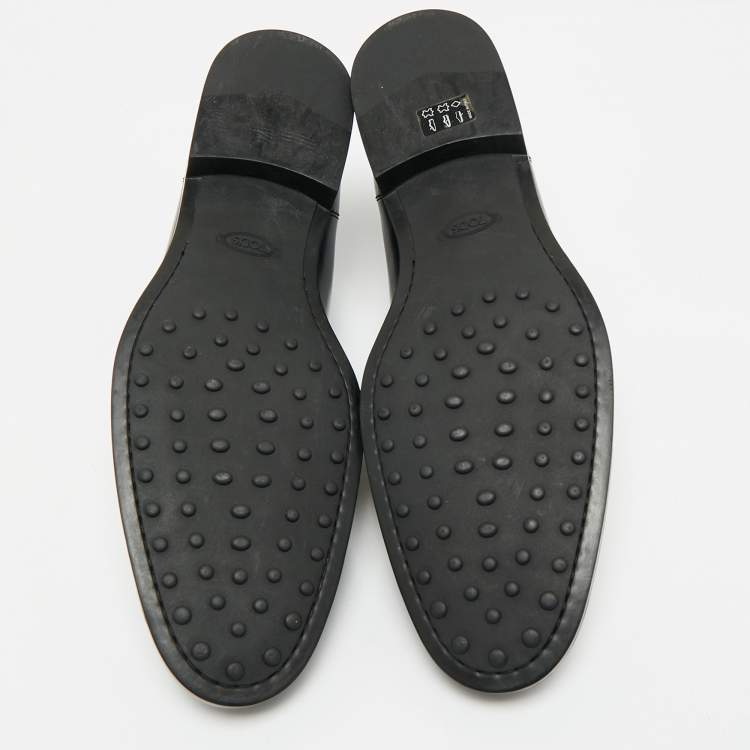 Pre Owned Tod's Black Leather Slip On Penny Loafers Size 45.5