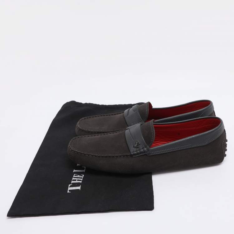 مملوكة مسبقًا Tod's for Ferrari Grey/Dark Brown Suede Loafers Size 43