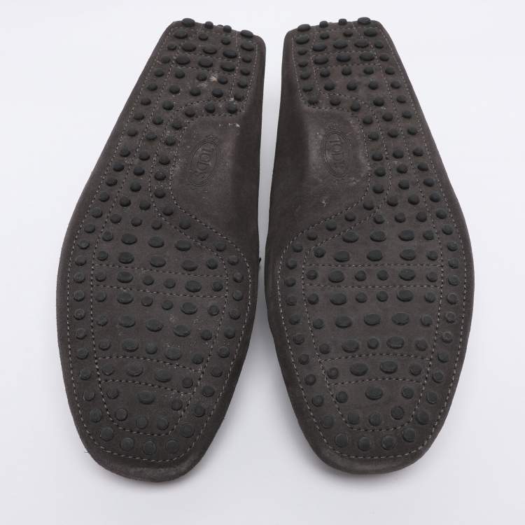 مملوكة مسبقًا Tod's for Ferrari Grey/Dark Brown Suede Loafers Size 43