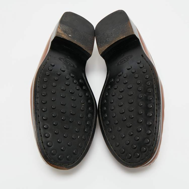 Pre Owned Tod's Brown Leather Penny Slip On Loafers Size 42