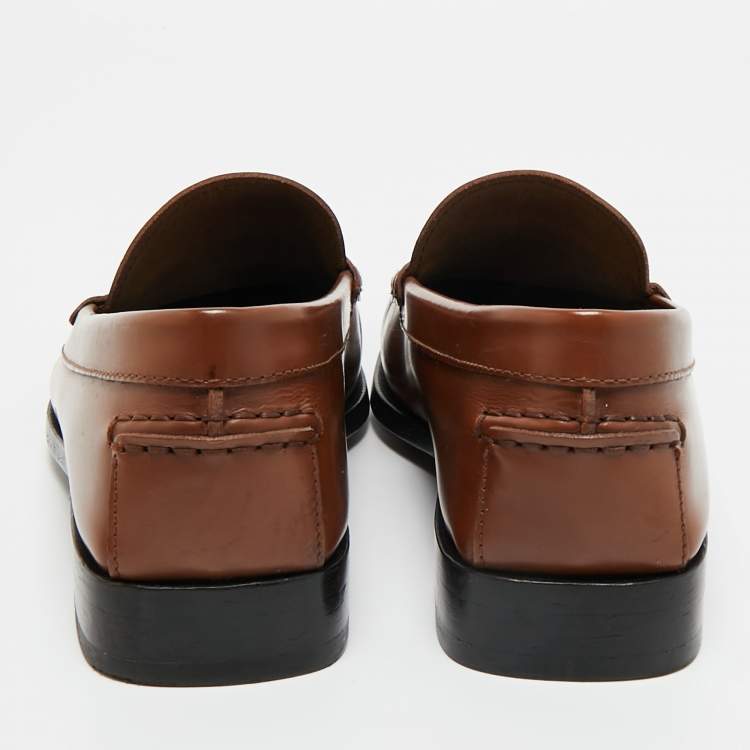 Pre Owned Tod's Brown Leather Penny Slip On Loafers Size 42