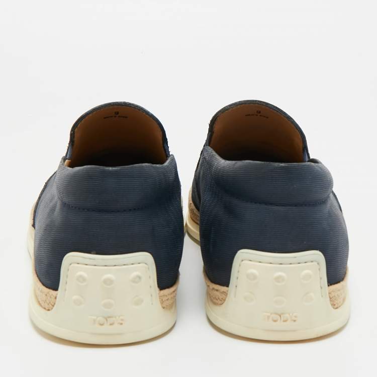 Pre Owned Tod's Navy Blue Canvas Espadrille Slip On Sneakers Size 43