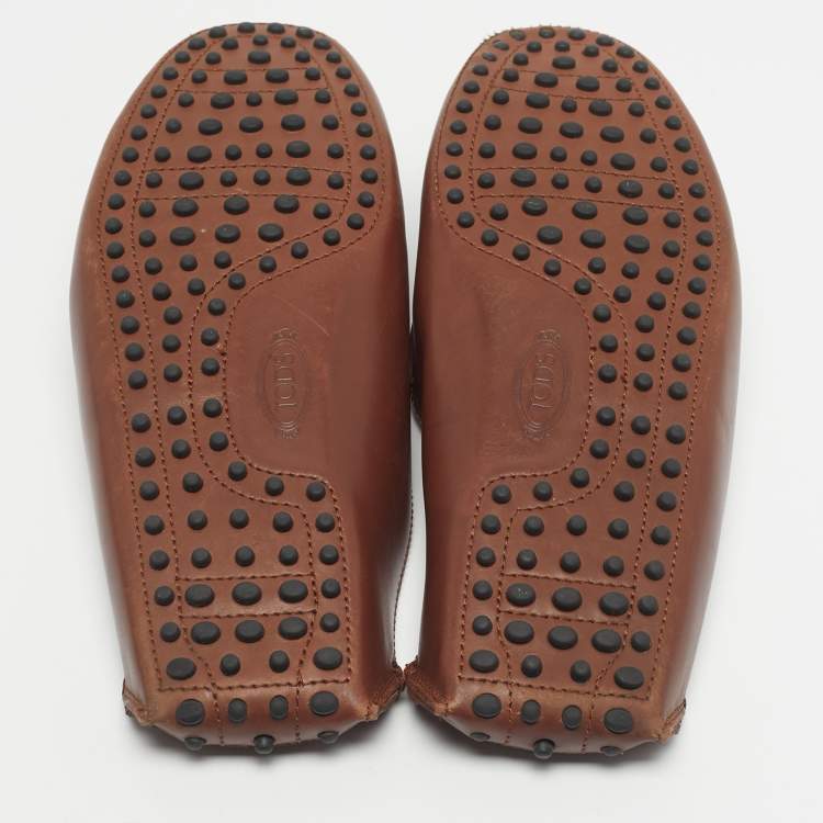 Pre Owned Tod's Brown Leather Double T Mules Size 42.5
