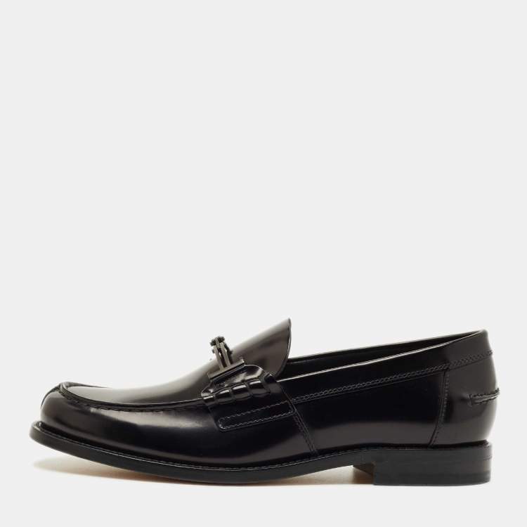 Pre Owned Tod's Black Leather Penny Slip On Loafers Size 42