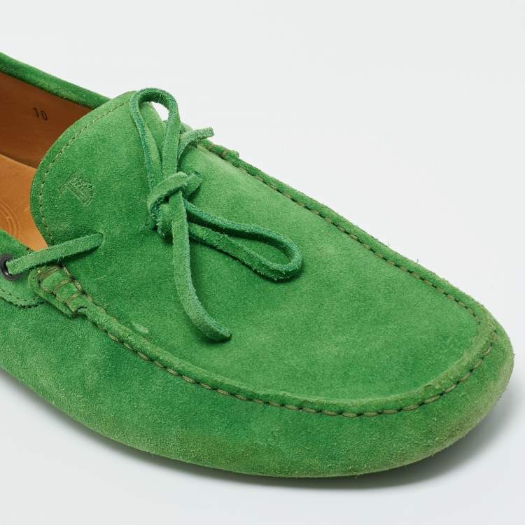 Pre Owned Tod's Green Suede Slip On  Loafers Size 44.5