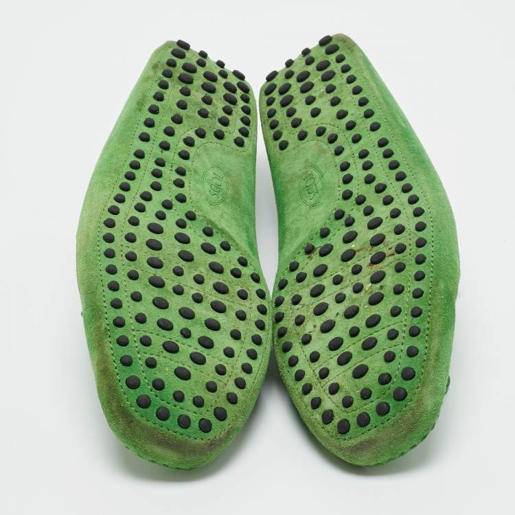 Pre Owned Tod's Green Suede Slip On  Loafers Size 44.5