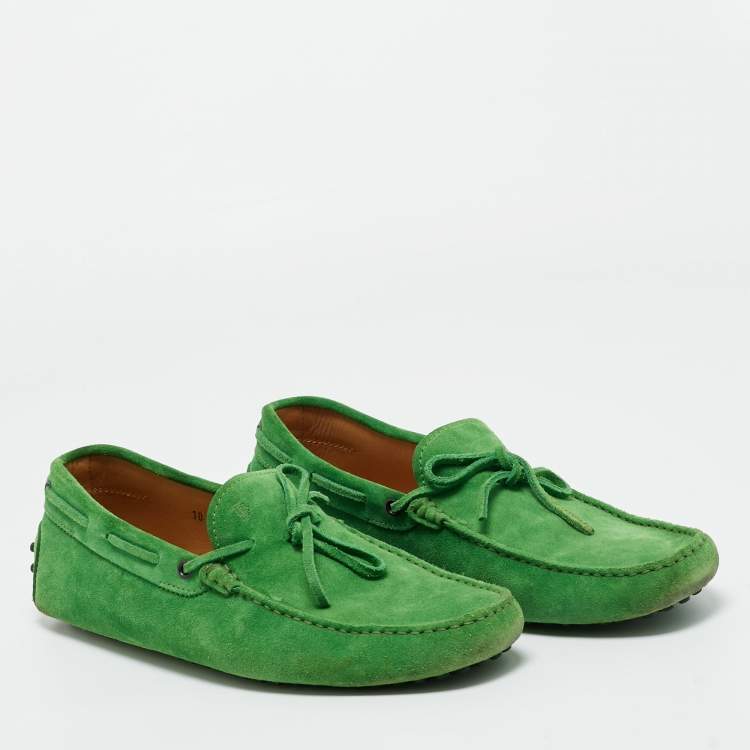 Pre Owned Tod's Green Suede Slip On  Loafers Size 44.5