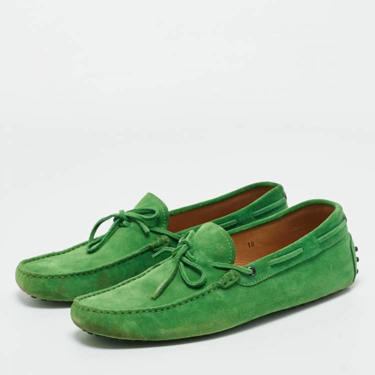 Pre Owned Tod's Green Suede Slip On  Loafers Size 44.5