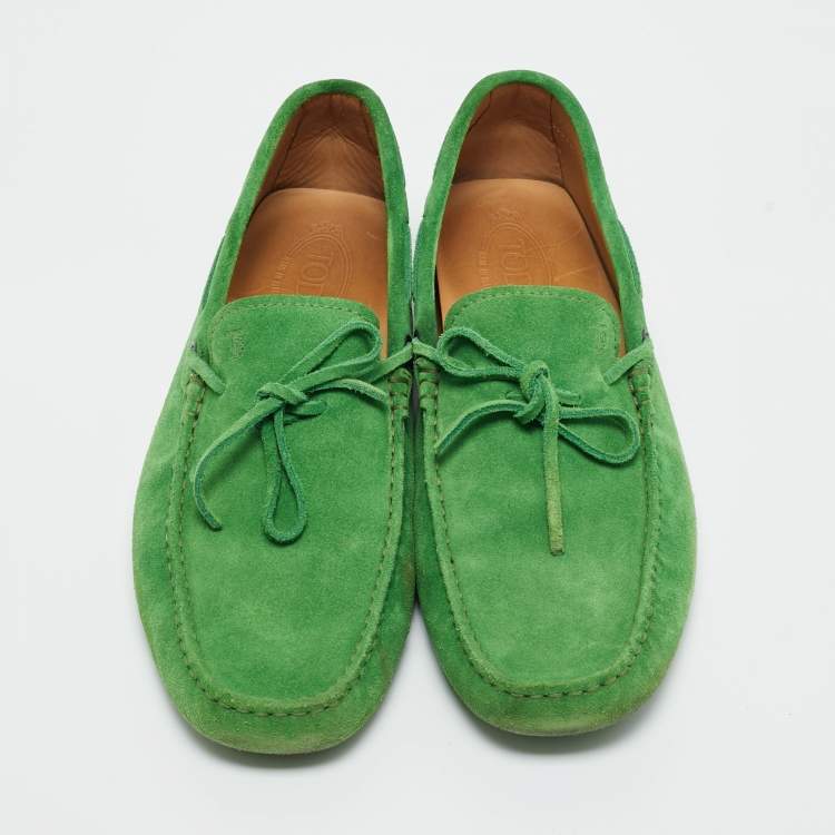 Pre Owned Tod's Green Suede Slip On  Loafers Size 44.5