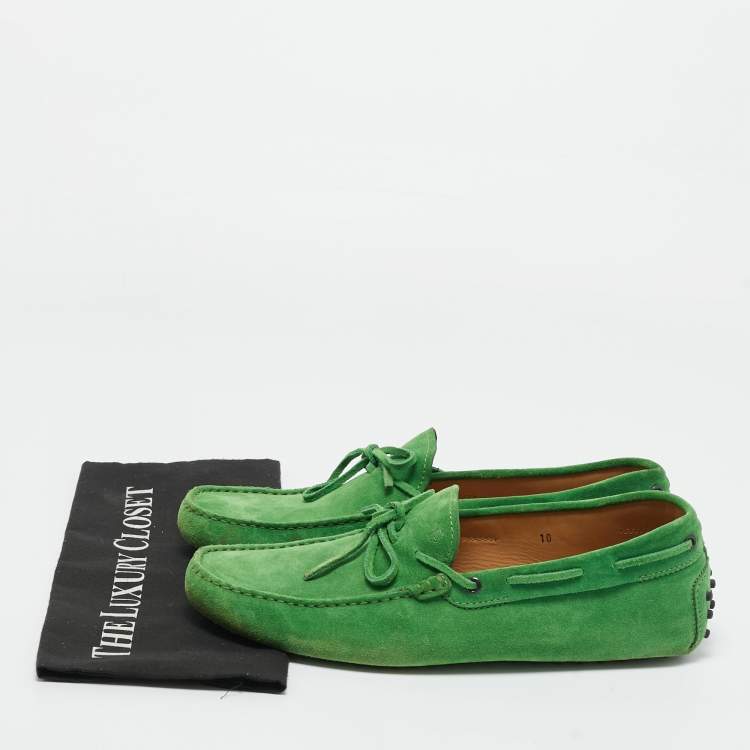 Pre Owned Tod's Green Suede Slip On  Loafers Size 44.5
