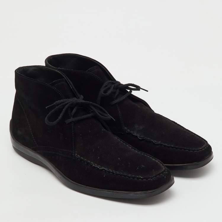 Pre Owned Tod’s Black Suede Lace Up Desert Boots Size 43