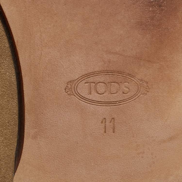 Pre Owned Tod's Brown Suede Slip On Penny Loafers Size 45.5