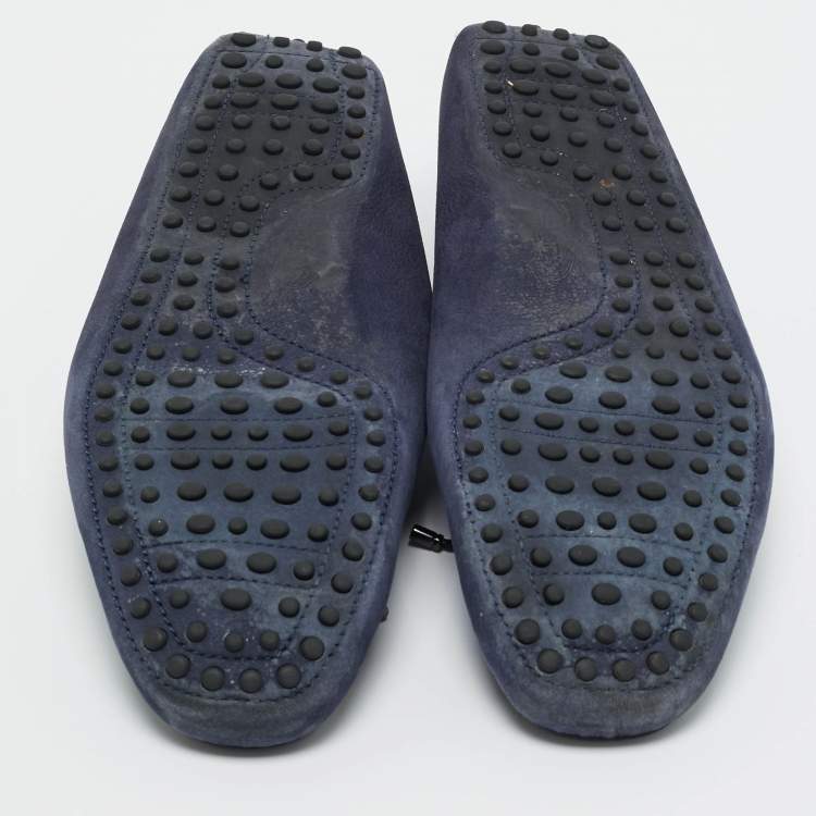 Pre Owned Tod's Navy Blue Suede Gommino Loafers Size 43