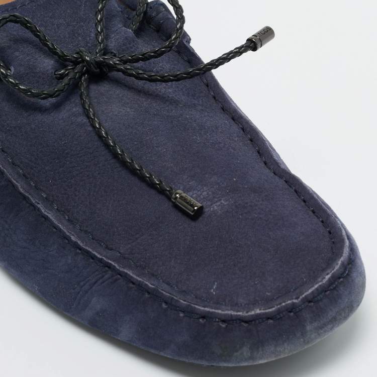 Pre Owned Tod's Navy Blue Suede Gommino Loafers Size 43
