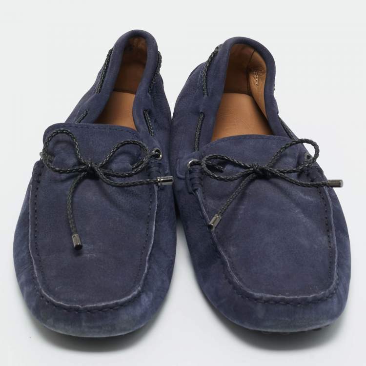 Pre Owned Tod's Navy Blue Suede Gommino Loafers Size 43
