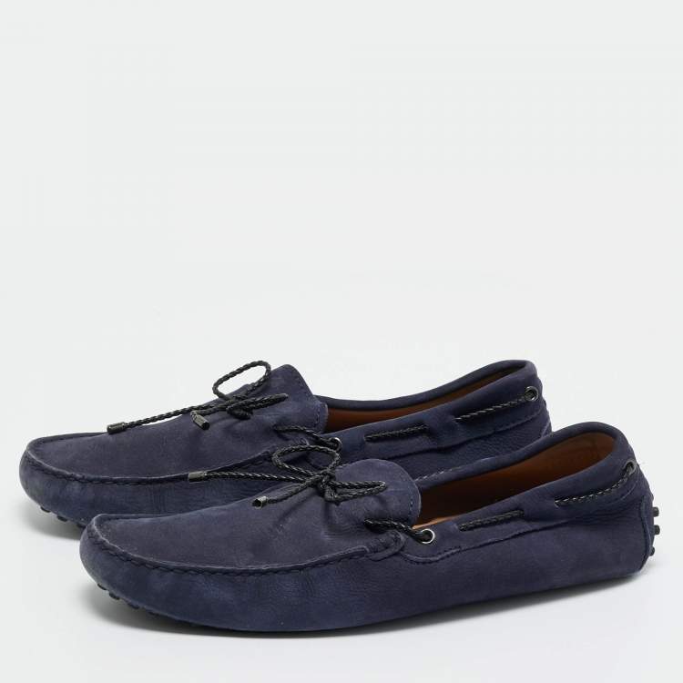 Pre Owned Tod's Navy Blue Suede Gommino Loafers Size 43