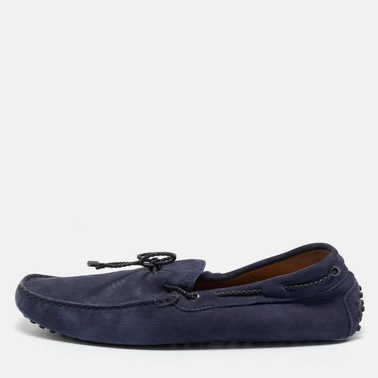 Pre Owned Tod's Navy Blue Suede Gommino Loafers Size 43