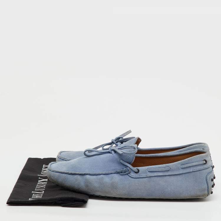 Pre Owned Tod's Blue Suede Slip On Loafers Size 45