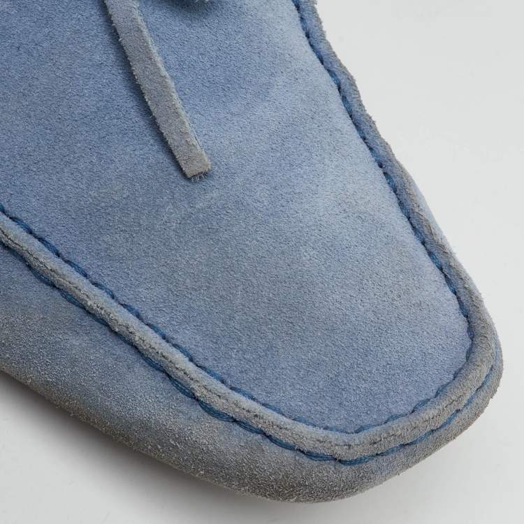 Pre Owned Tod's Blue Suede Slip On Loafers Size 45