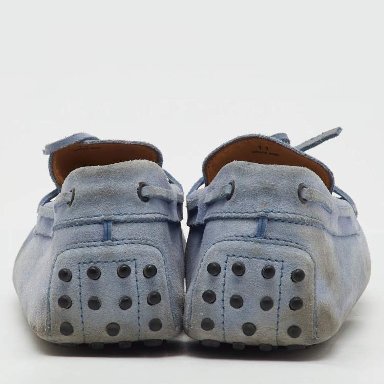 Pre Owned Tod's Blue Suede Slip On Loafers Size 45