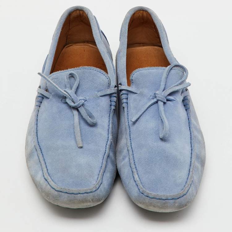 Pre Owned Tod's Blue Suede Slip On Loafers Size 45