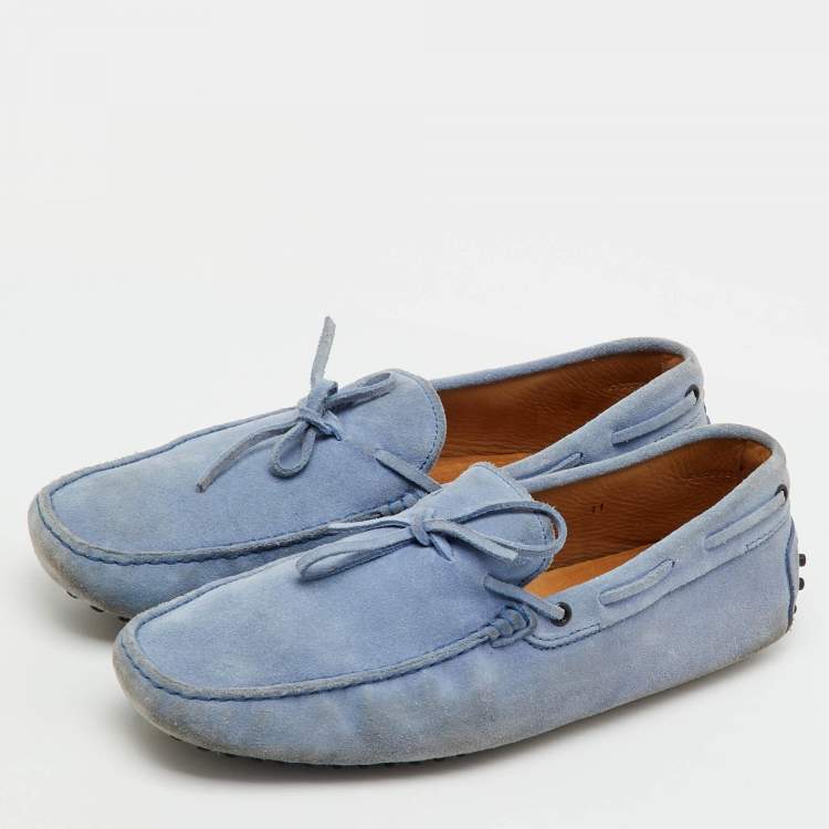 Pre Owned Tod's Blue Suede Slip On Loafers Size 45