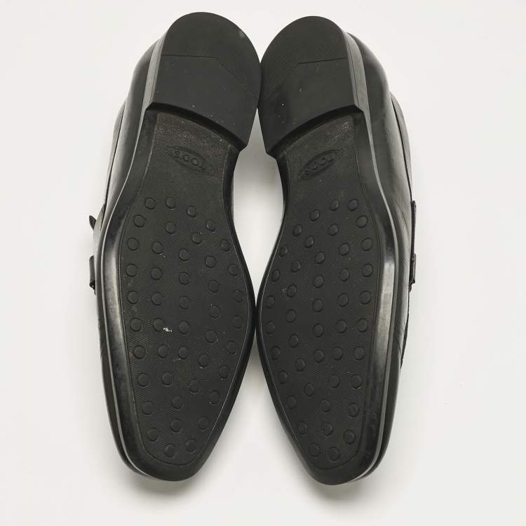 Pre Owned Tod's Black Leather Slip On Penny Loafers Size 44.5
