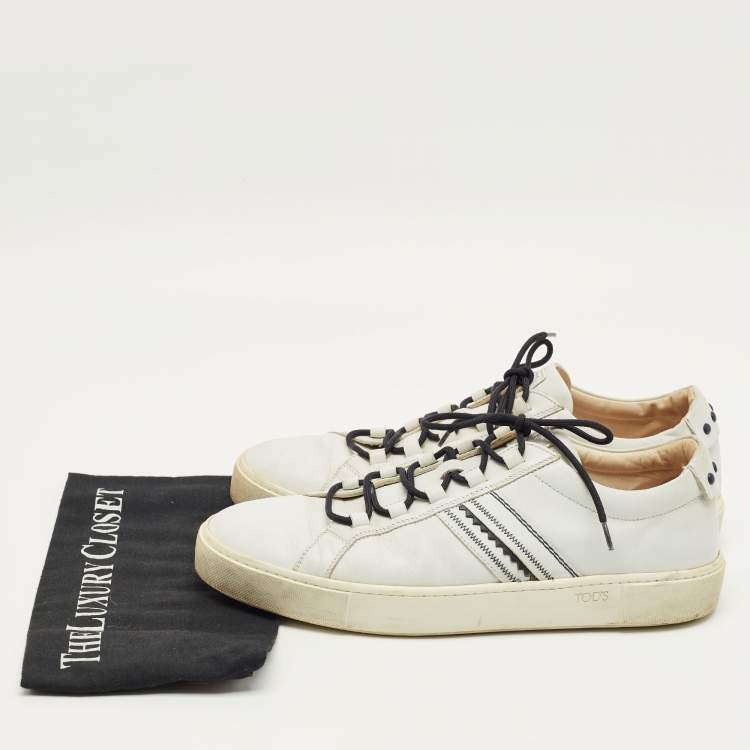 Pre Owned Tod's White Leather Low Top Sneakers Size 45
