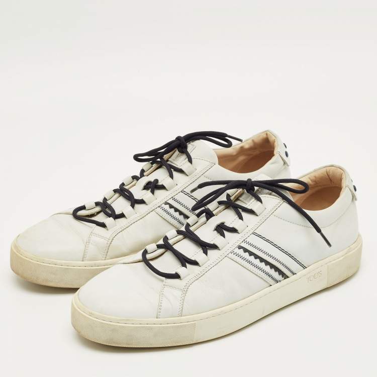 Pre Owned Tod's White Leather Low Top Sneakers Size 45
