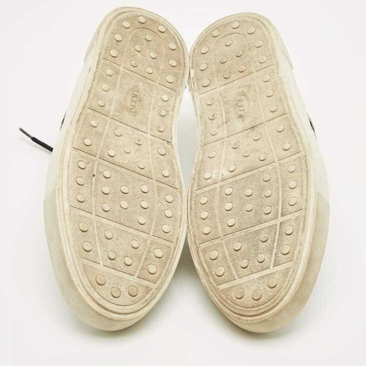 Pre Owned Tod's White Leather Low Top Sneakers Size 45