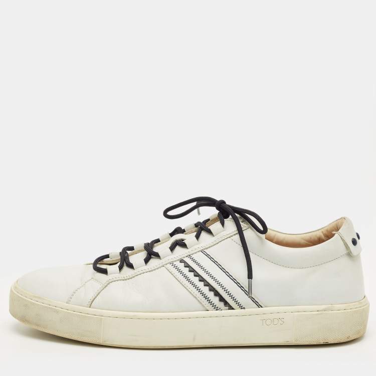 Pre Owned Tod's White Leather Low Top Sneakers Size 45