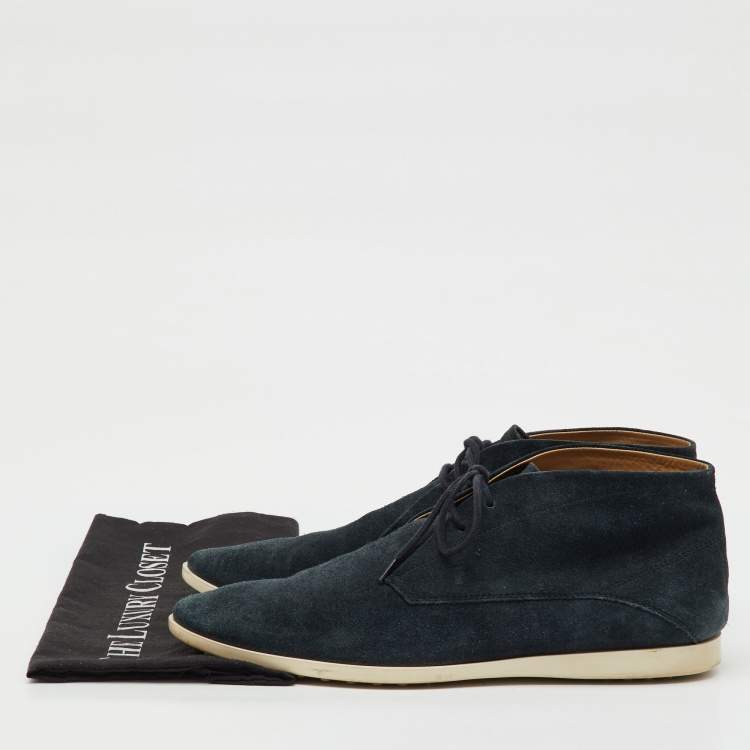 Pre Owned Tod's Deep Blue Suede Lace Up Ankle Boots Size 42