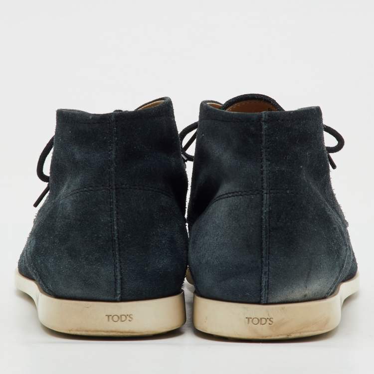 Pre Owned Tod's Deep Blue Suede Lace Up Ankle Boots Size 42