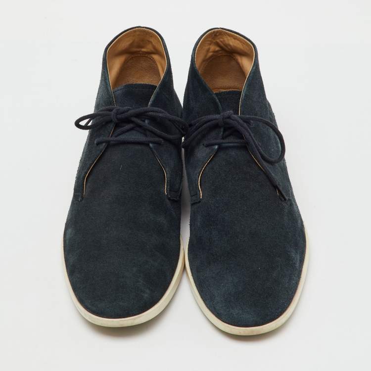 Pre Owned Tod's Deep Blue Suede Lace Up Ankle Boots Size 42