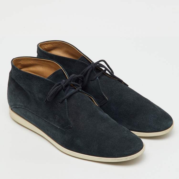 Pre Owned Tod's Deep Blue Suede Lace Up Ankle Boots Size 42