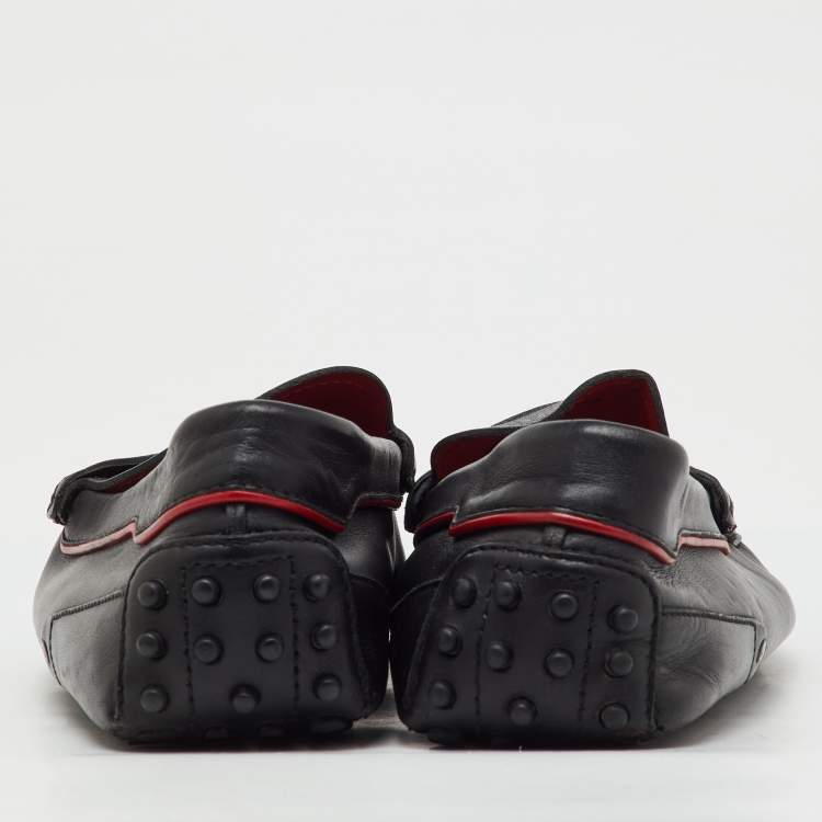 Pre Owned Tod's For Ferrari Black Leather Slip On Loafers Size 41