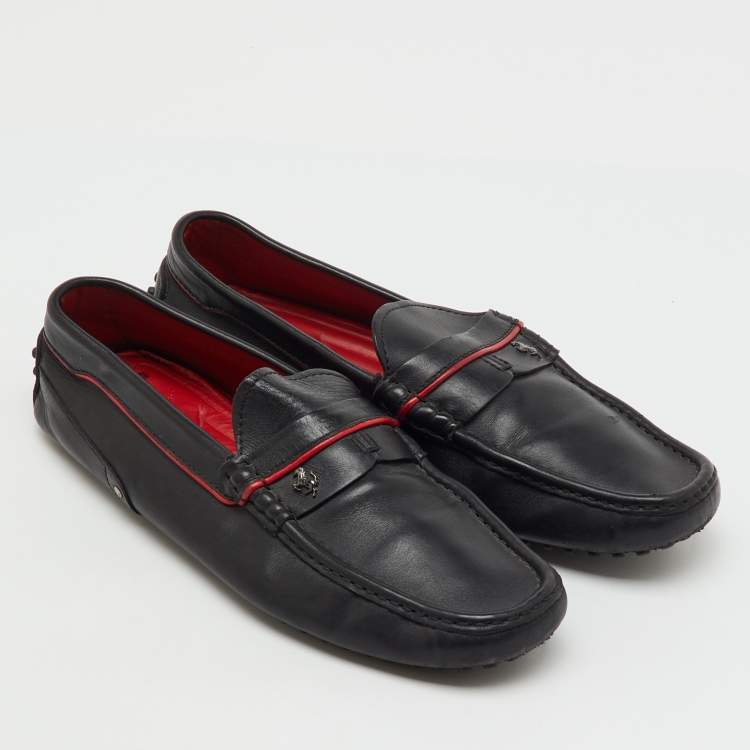 Pre Owned Tod's For Ferrari Black Leather Slip On Loafers Size 41