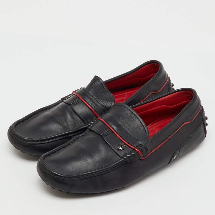 Pre Owned Tod's For Ferrari Black Leather Slip On Loafers Size 41