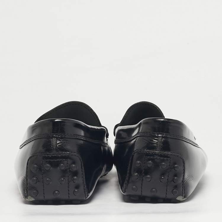 Pre Owned Tod's Black Leather Double T Loafers Size 45.5