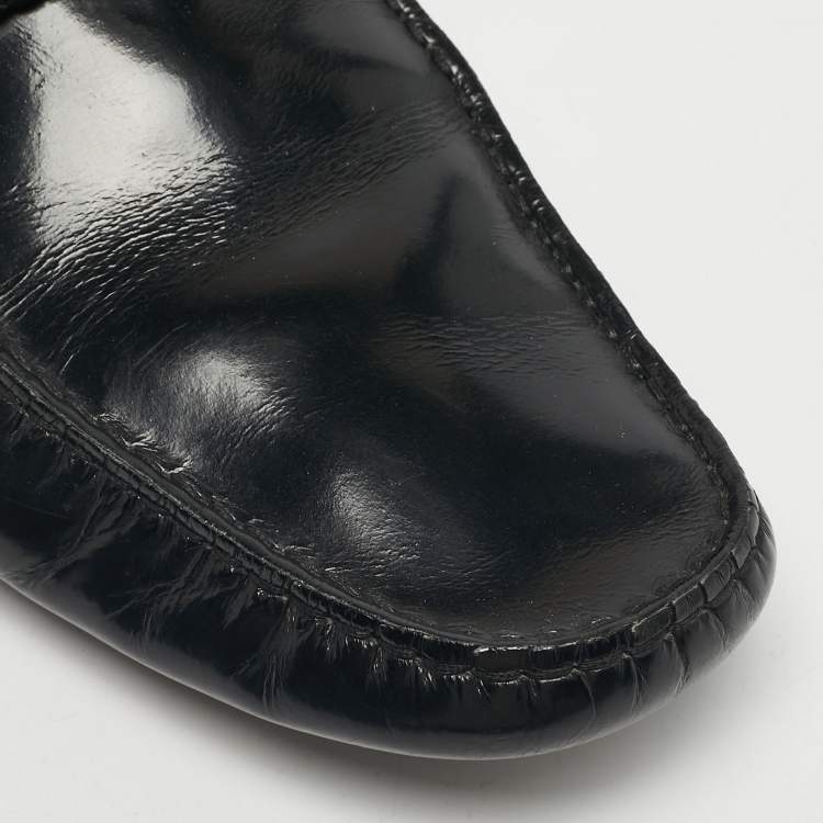 Pre Owned Tod's Black Leather Double T Loafers Size 45.5