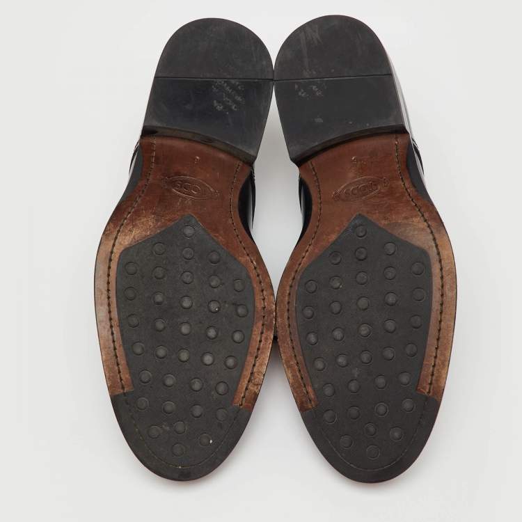 Pre Owned Tod's Black Leather Lace Up Derby Size 39.5