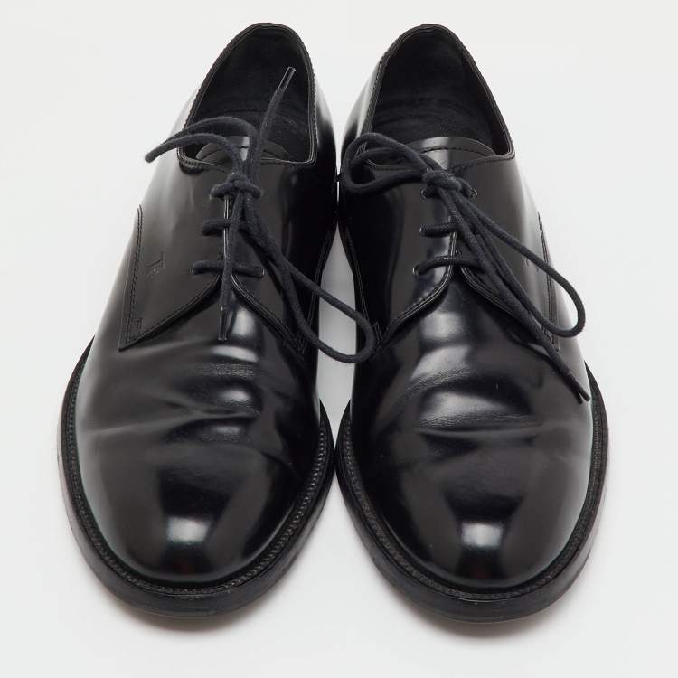 Pre Owned Tod's Black Leather Lace Up Derby Size 39.5