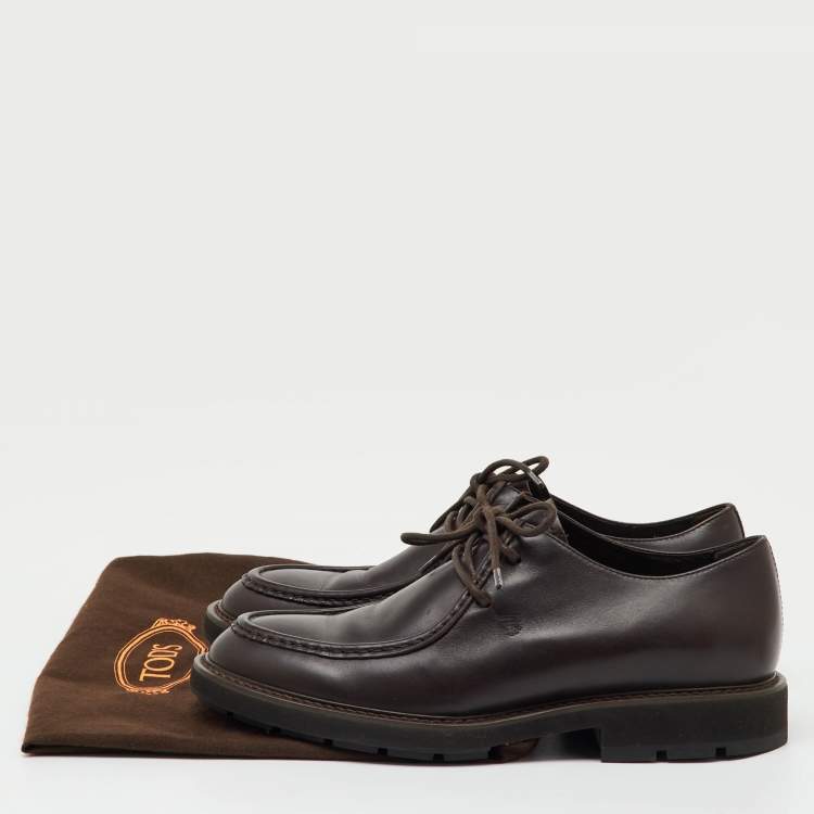Pre Owned Tod's Dark Brown Leather Lace Up Derby Size 39