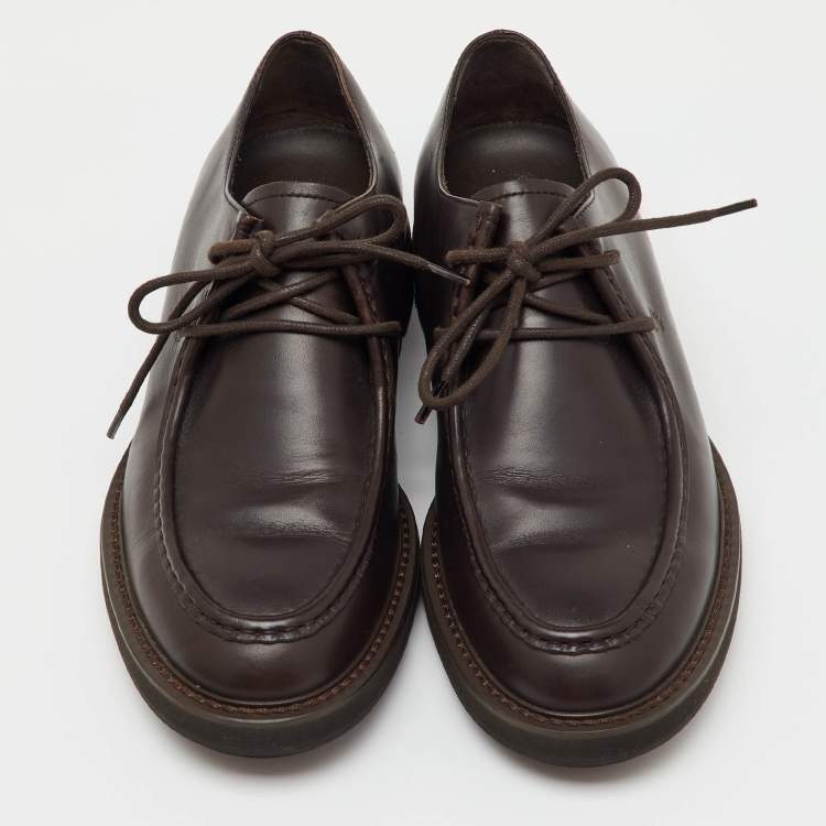 Pre Owned Tod's Dark Brown Leather Lace Up Derby Size 39