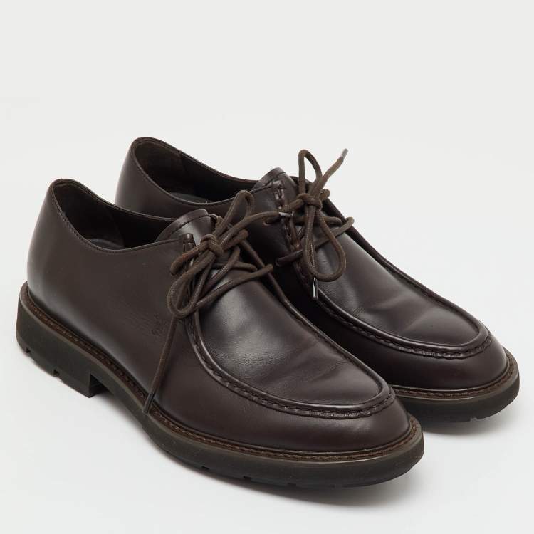 Pre Owned Tod's Dark Brown Leather Lace Up Derby Size 39