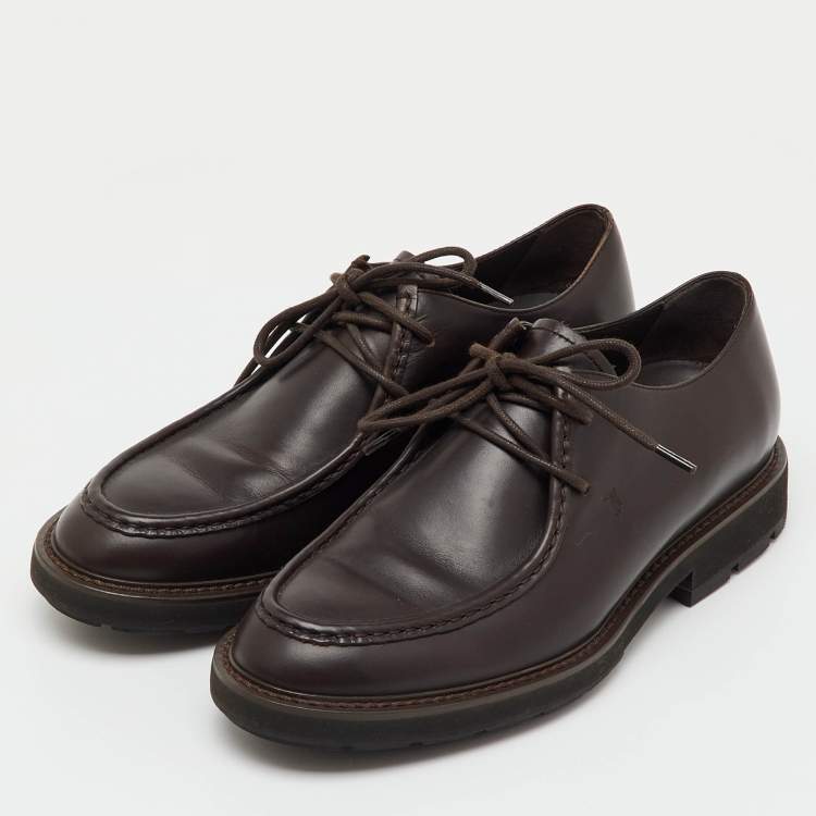 Pre Owned Tod's Dark Brown Leather Lace Up Derby Size 39